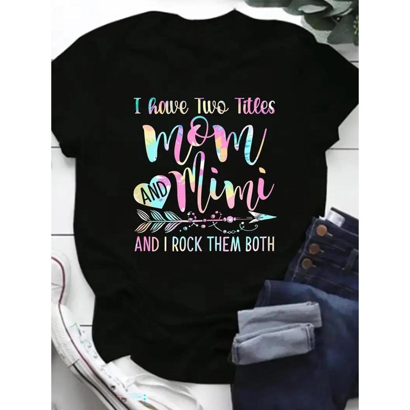 [100% Cotton] Women'S 100% Mimi Graphic T-Shirt - "I Have Two Titles Mom And Mimi" Fun Printed Design, Short Sleeve Round...