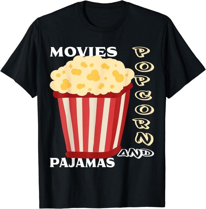 [100% Cotton] pajamas movies snack popcorn T-Shirt Hoodie, Sweatshirt | HypeCrazeTee.com