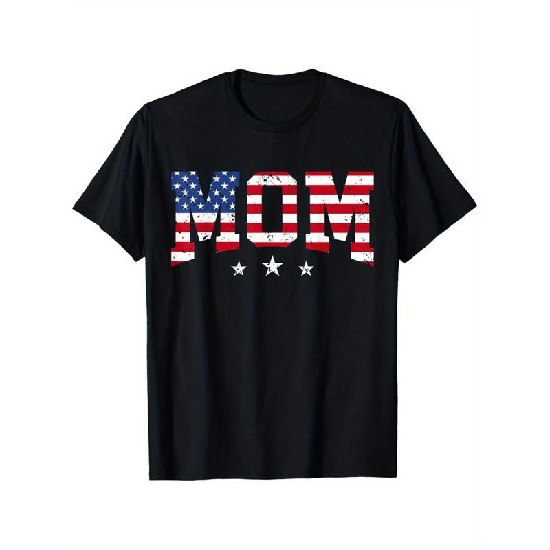 [100% Cotton] patriotic mom american flag t 100 cotton round neck sleeve distressed print wi design perfect gift for mo...