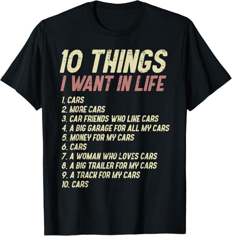 100% Cotton 10 Things I Want In Life Cars Funny Driver Racing Racer Gift T-Shirt Hoodie, Sweatshirt | HypeCrazeTee.com