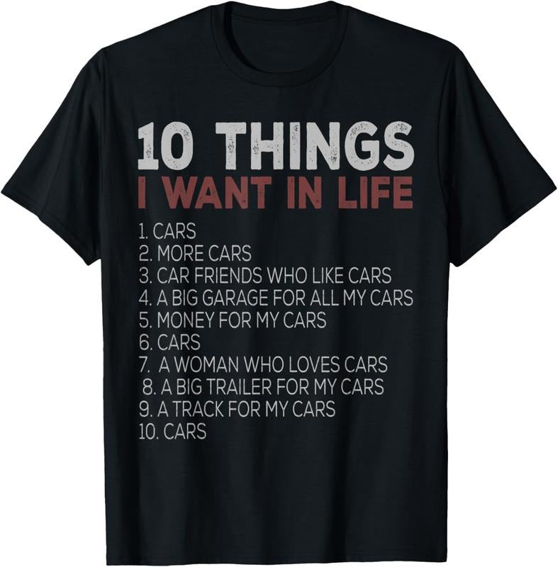 100% Cotton 10 Things I Want In My Life Cars More Cars car t shirts T-Shirt Hoodie, Sweatshirt | HypeCrazeTee.com