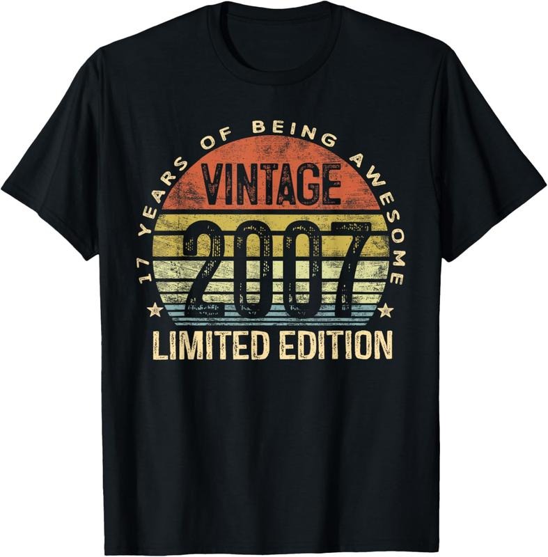100% Cotton 17 Year Old Gifts Vintage 2007 Limited Edition 17th Birthday T-Shirt Hoodie, Sweatshirt | HypeCrazeTee.com