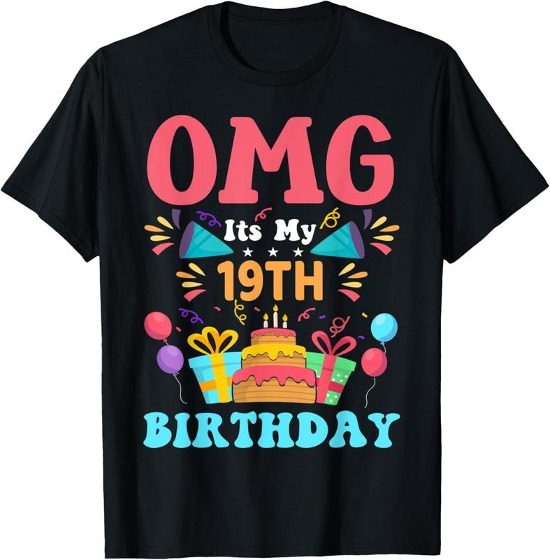 100% Cotton 19 Year Old Birthday Party Gift Omg Happy 19th Birthday T-Shirt Hoodie, Sweatshirt | HypeCrazeTee.com