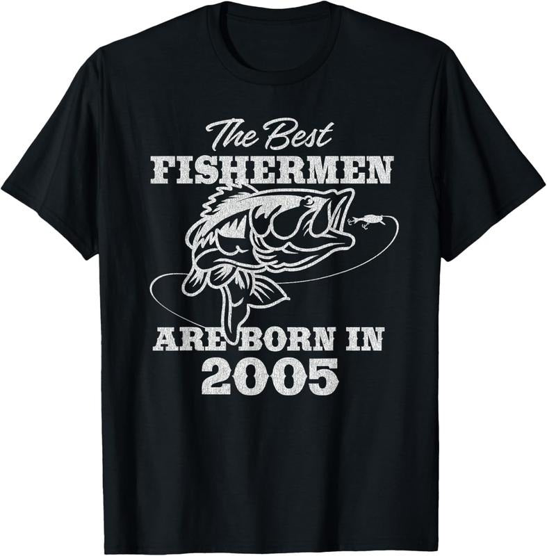 100% Cotton 19 Year Old Fisherman Fishing 2005 19th Birthday T-Shirt Hoodie, Sweatshirt | HypeCrazeTee.com
