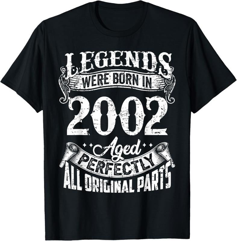 100% Cotton 20 Years Old Vintage Legends Born In 2002 20th Birthday T-Shirt Hoodie, Sweatshirt | HypeCrazeTee.com