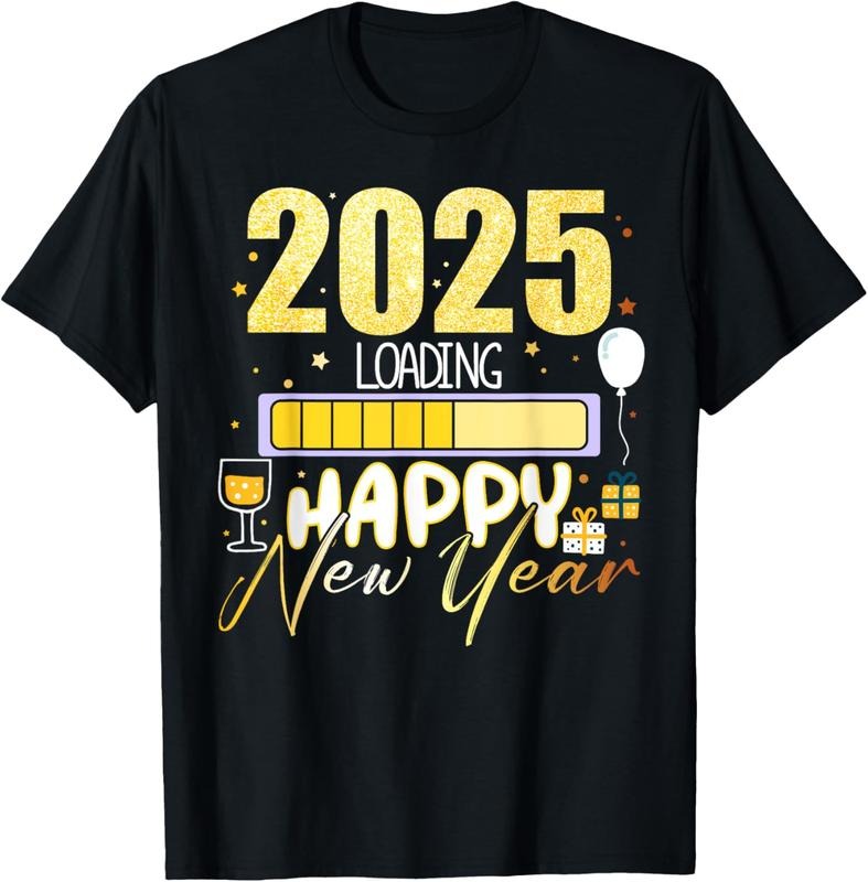 100% Cotton 2025 Loading Happy New Year Funny Countdown Party Matching T-Shirt Hoodie, Sweatshirt | HypeCrazeTee.com