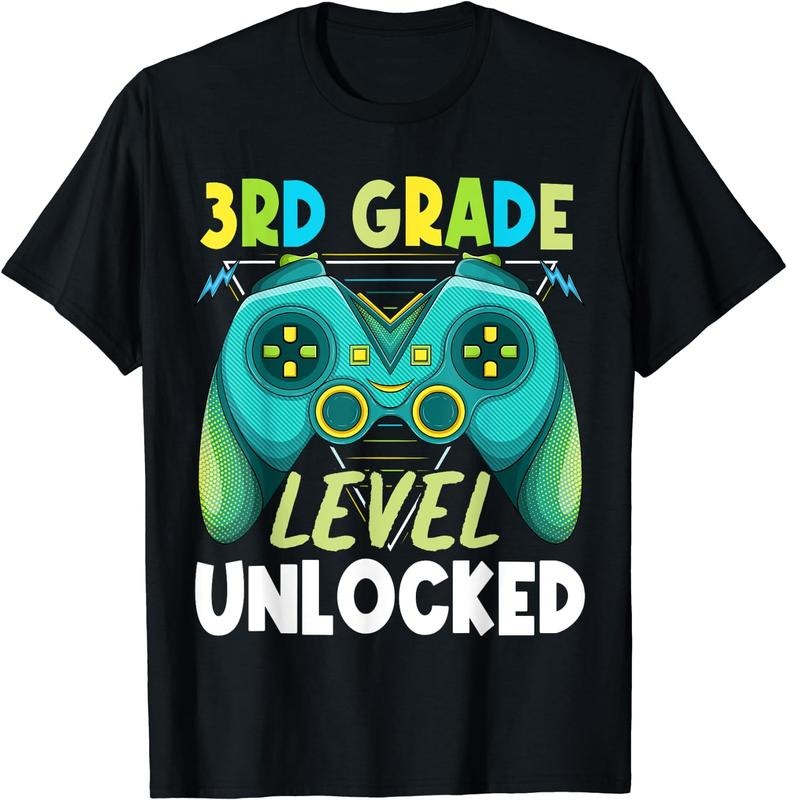 [100% Cotton]3rd Grade Level Unlocked First Day Back To School Kids Boys T-Shirt Hoodie, Sweatshirt | HypeCrazeTee.com