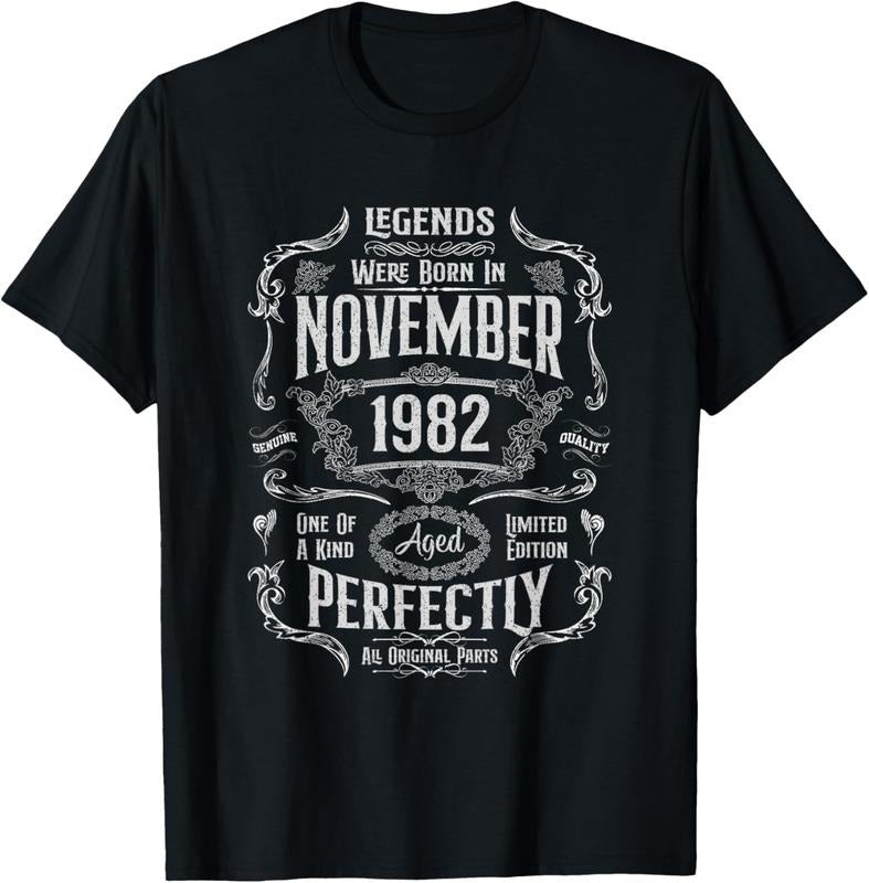 100% Cotton 42th Birthday Legends Were Born In November 1982 T-Shirt Hoodie, Sweatshirt | HypeCrazeTee.com
