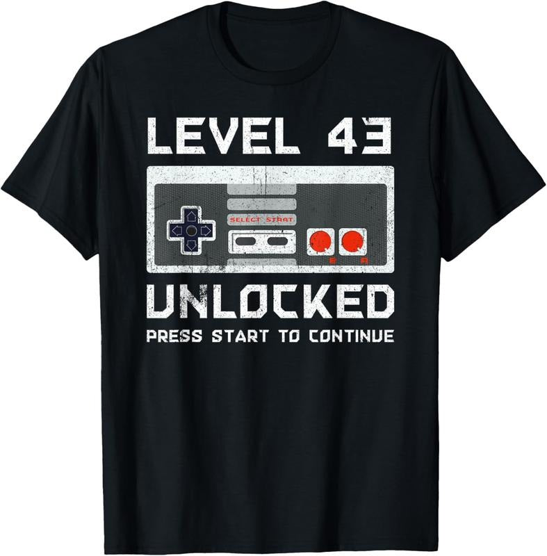 100% Cotton 43 Year Old Forty-Three Birthday Gift Level 43 Unlocked Game T-Shirt Hoodie, Sweatshirt | HypeCrazeTee.com