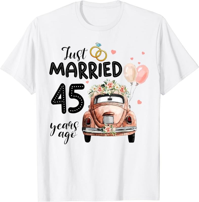 [100% Cotton]45th Wedding Anniversary Shirt - Just Married 45 Years Ago T-Shirt Hoodie, Sweatshirt | HypeCrazeTee.com
