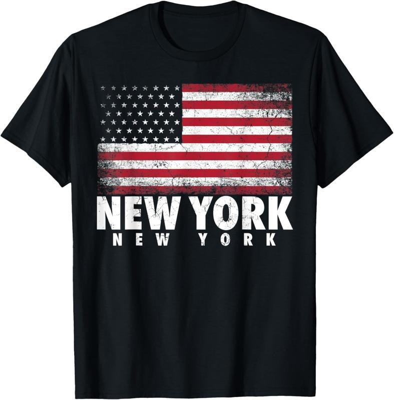 100% Cotton 4th of July Gift for Men Women New York American Flag T-Shirt Hoodie, Sweatshirt | HypeCrazeTee.com