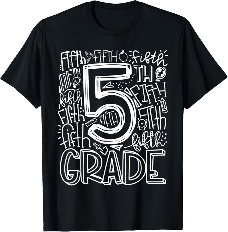 100% Cotton 5th Grade Typography Team Fifth Grade Teacher Back To School T-Shirt Hoodie, Sweatshirt | HypeCrazeTee.com