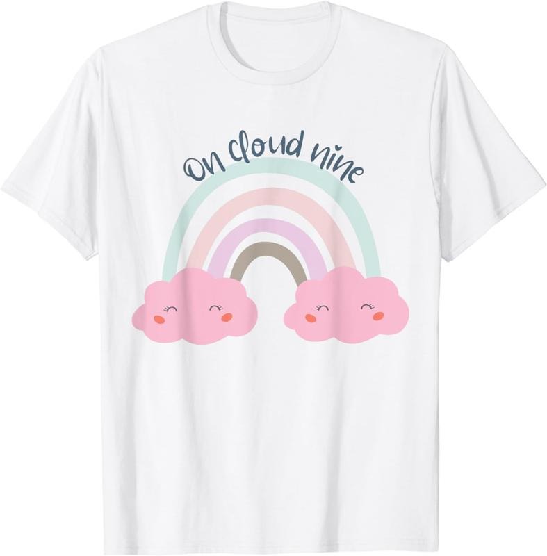 [100% Cotton]9th Birthday Girl Rainbow On Cloud Nine T-Shirt Hoodie, Sweatshirt | HypeCrazeTee.com