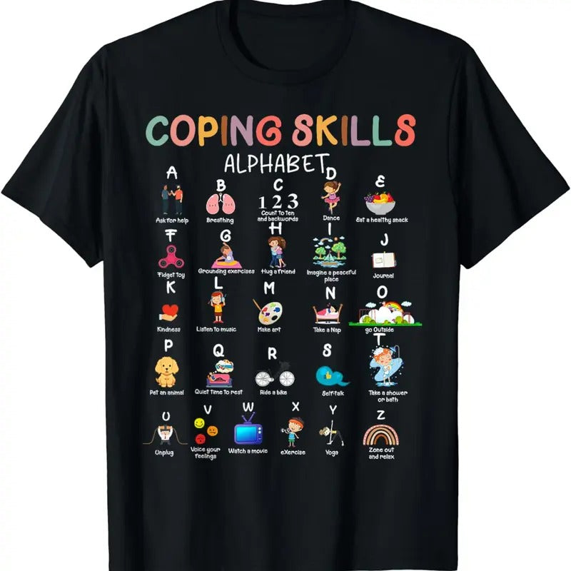 [100% Cotton]ABC Coping Skills Alphabet Self Care Mental Health Awareness T-Shirt Hoodie, Sweatshirt | HypeCrazeTee.com