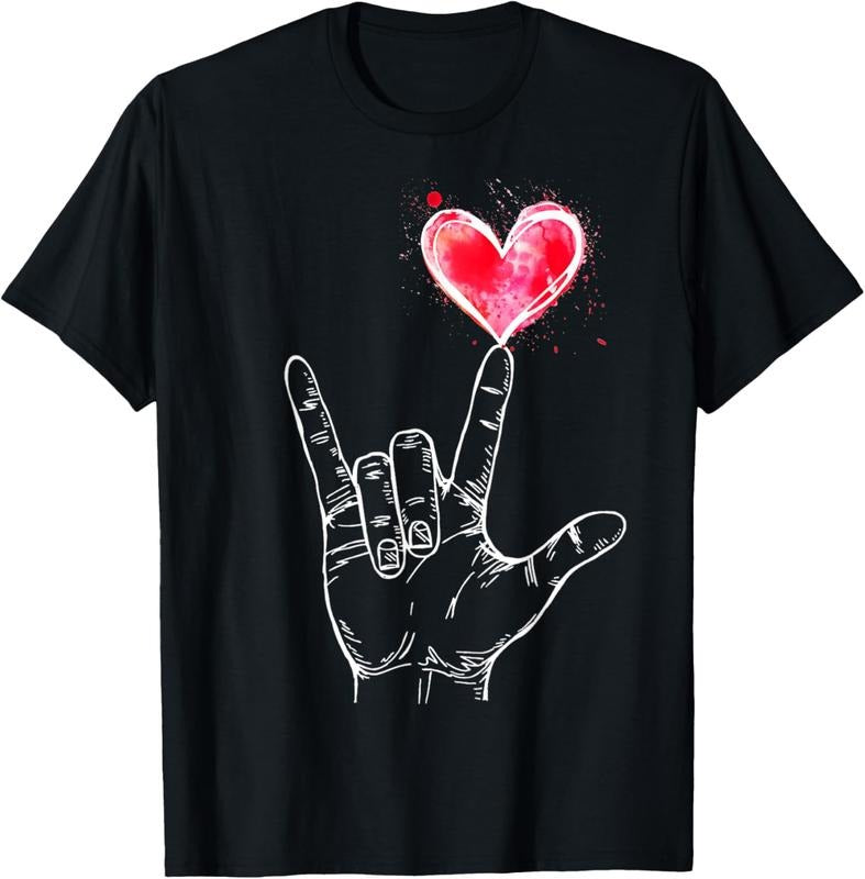 100% Cotton ASL I Love You Hand Sign Language Heart Valentine's Day T-Shirt Hoodie, Sweatshirt | HypeCrazeTee.com