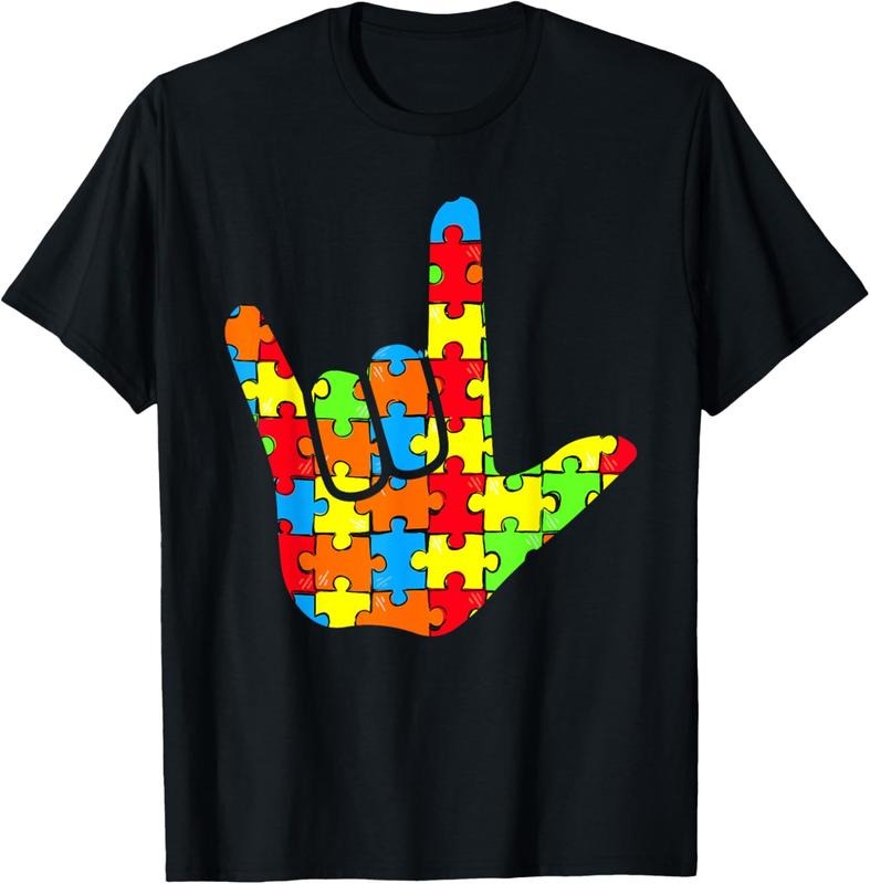 100% Cotton ASL Love Sign Language Autism Gift Awareness Support T-Shirt Hoodie, Sweatshirt | HypeCrazeTee.com