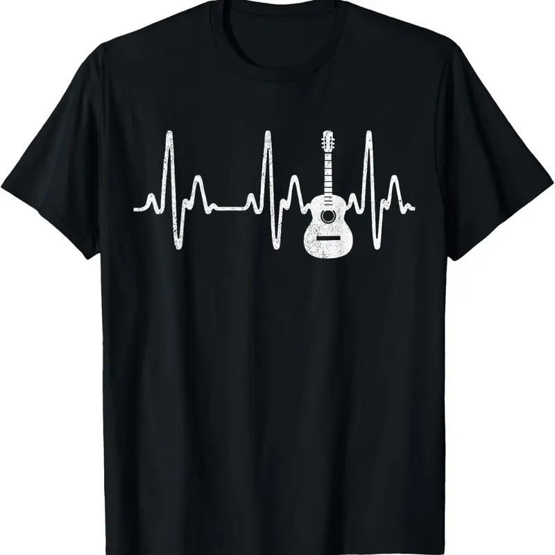100% Cotton Acoustic Guitar Heartbeat Shirt - Guitar Musician T-Shirt Hoodie, Sweatshirt | HypeCrazeTee.com