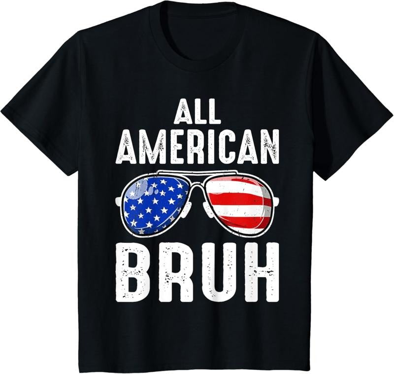 [100% Cotton]All American Bruh 4th Of July Boys Patriotic Teens Kids T-Shirt Hoodie, Sweatshirt | HypeCrazeTee.com