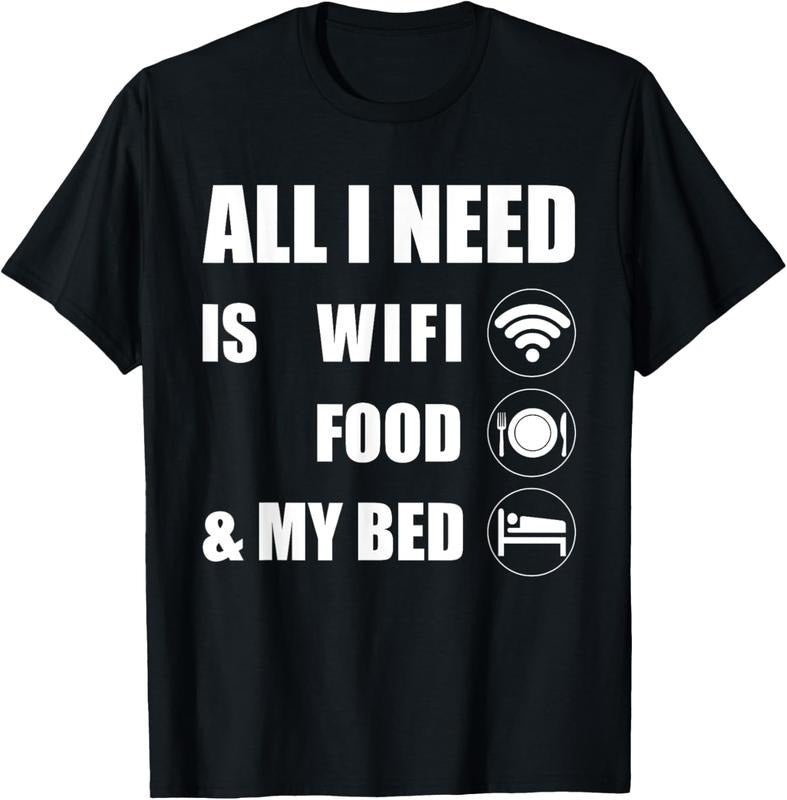 100% Cotton All I Need Is Wifi Food & My Bed T-Shirt Teen Boys & Girls Hoodie, Sweatshirt | HypeCrazeTee.com