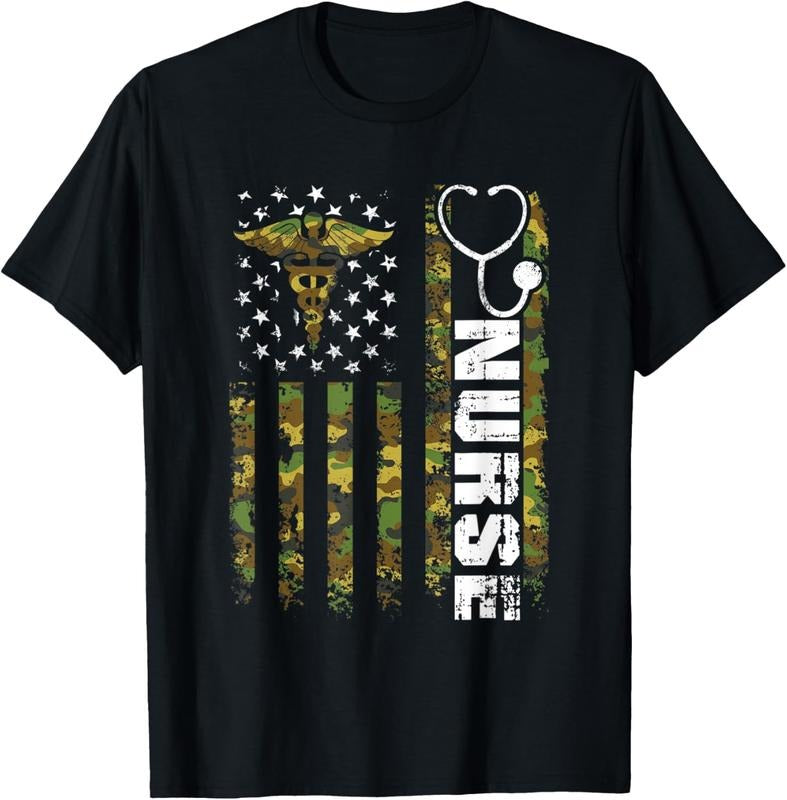 100% Cotton American Flag Camouflage Nurse Patriotic 4th Of July T-Shirt Hoodie, Sweatshirt | HypeCrazeTee.com