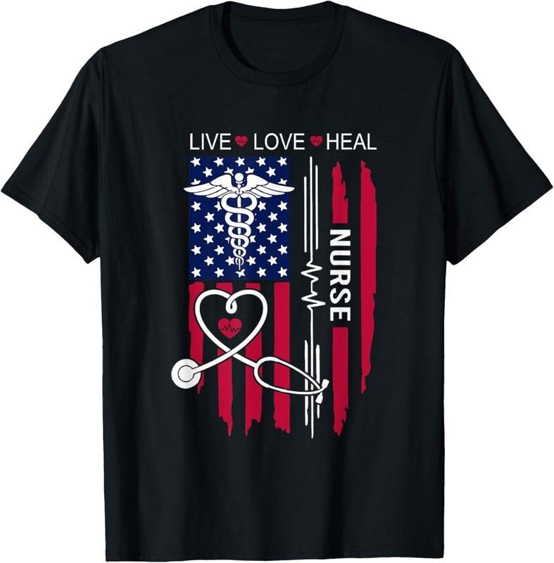 100% Cotton American Flag Nurse Day Gifts, Week Gift Nurse, Nurse's Day T-Shirt Hoodie, Sweatshirt | HypeCrazeTee.com
