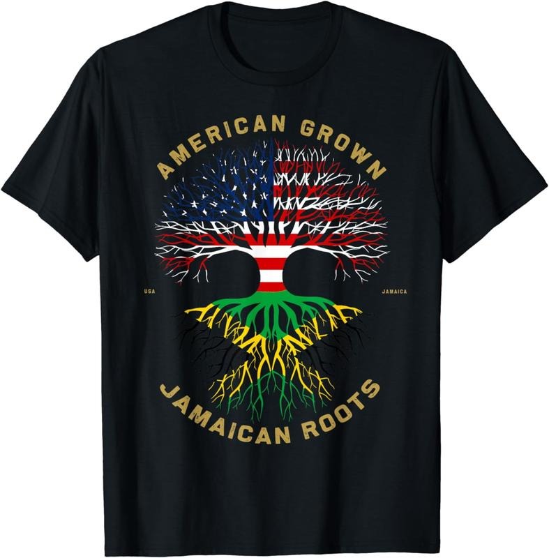 [100% Cotton]American Grown With Jamaican Roots Tree Vintage USA Flag T-Shirt Hoodie, Sweatshirt | HypeCrazeTee.com