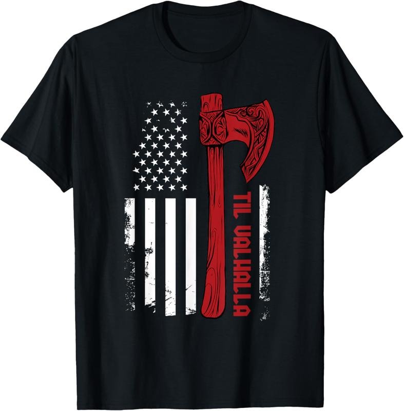 100% Cotton American Viking Axe Flag - Til Valhalla - Norse Mythology T-Shirt Hoodie, Sweatshirt | HypeCrazeTee.com