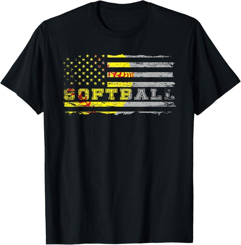 100% Cotton American flag softball fan Team Distressed Gift T-Shirt Hoodie, Sweatshirt | HypeCrazeTee.com