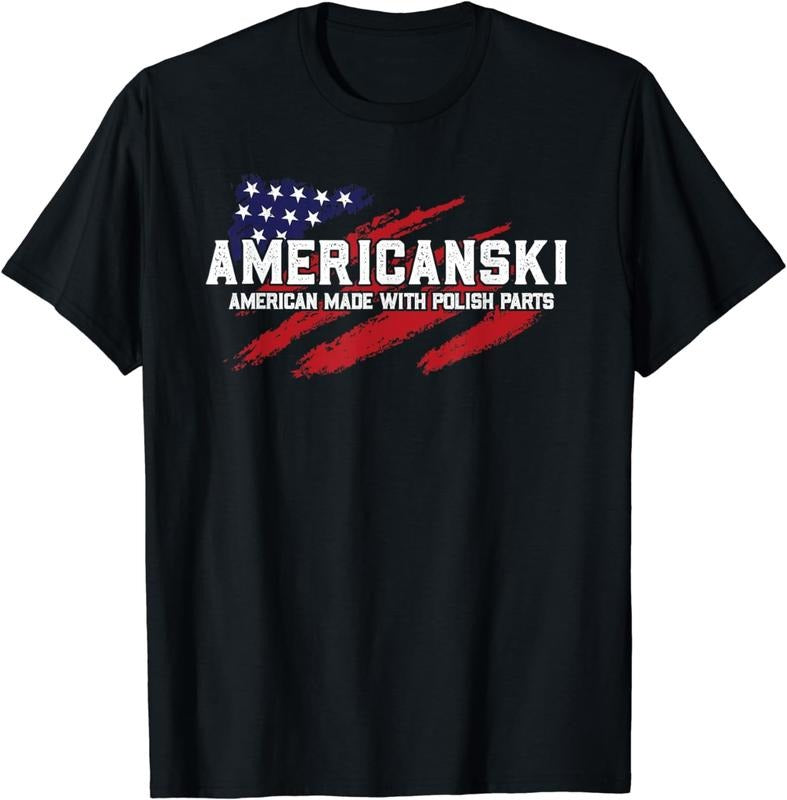 [100% Cotton]Americanski American Made With Polish Parts Pride Heritage T-Shirt Hoodie, Sweatshirt | HypeCrazeTee.com