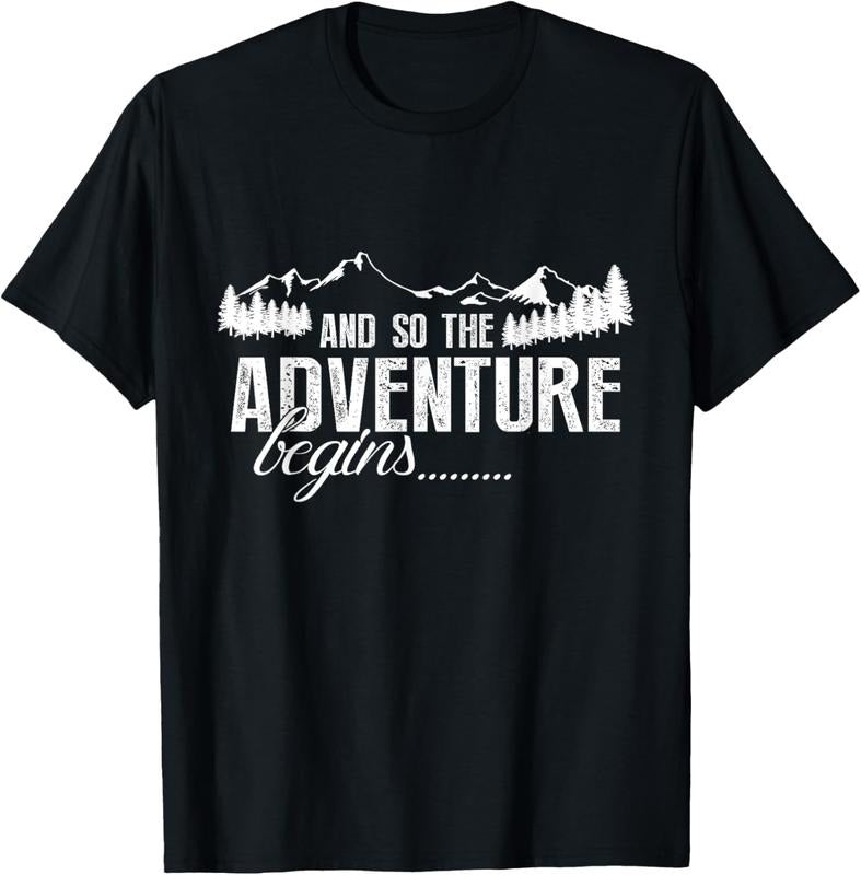100% Cotton And So The Adventure Begins Camping Road Trip T-Shirt T-Shirt Hoodie, Sweatshirt | HypeCrazeTee.com