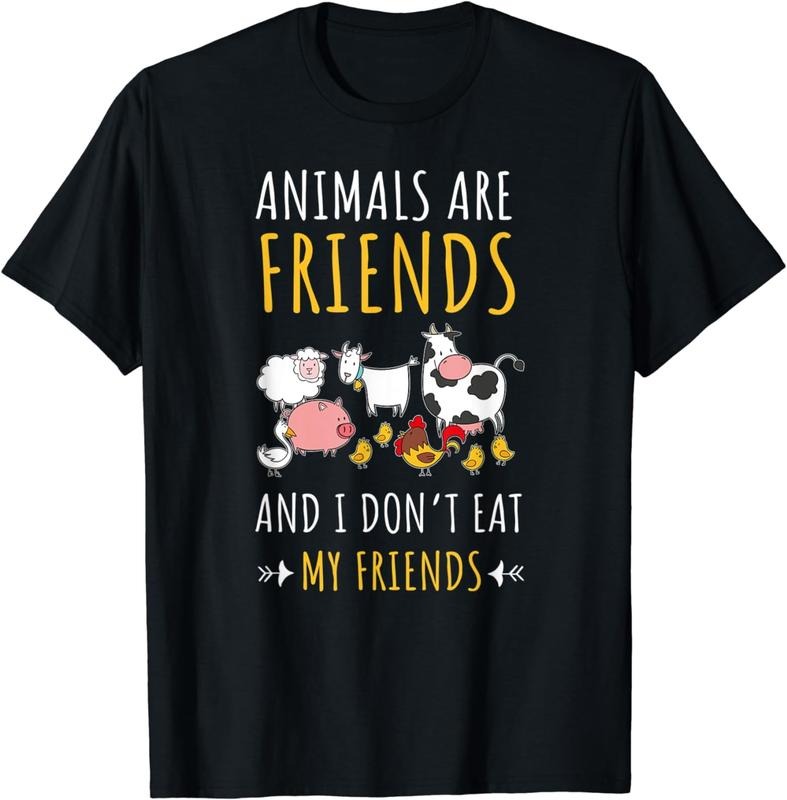 [100% Cotton]Animals are Friends and I don't eat my Friends T-Shirt Hoodie, Sweatshirt | HypeCrazeTee.com