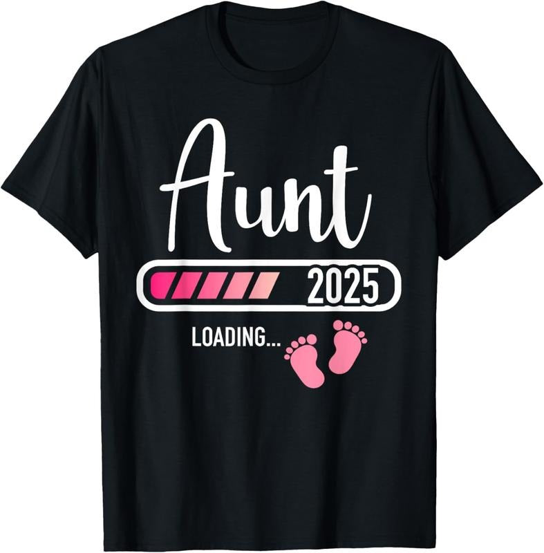 100% Cotton Aunt 2025 loading bar for new aunt T-Shirt Hoodie, Sweatshirt | HypeCrazeTee.com