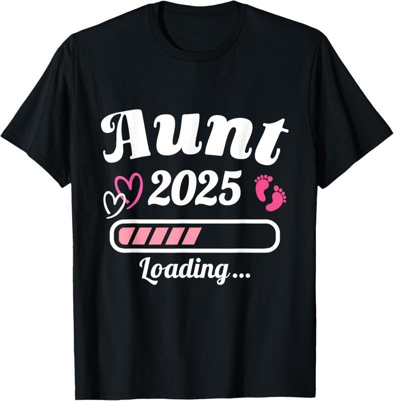 100% Cotton Aunt 2025 loading bar for soon to be auntie T-Shirt Hoodie, Sweatshirt | HypeCrazeTee.com