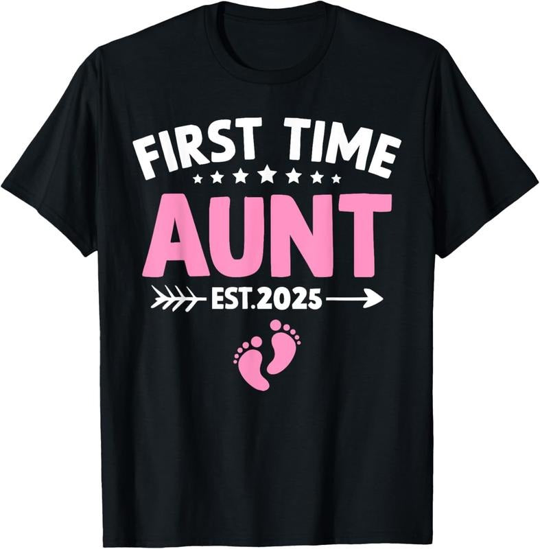 100% Cotton Auntie 2025 First Time Aunt Est 2025 Baby Announcement T-Shirt Hoodie, Sweatshirt | HypeCrazeTee.com
