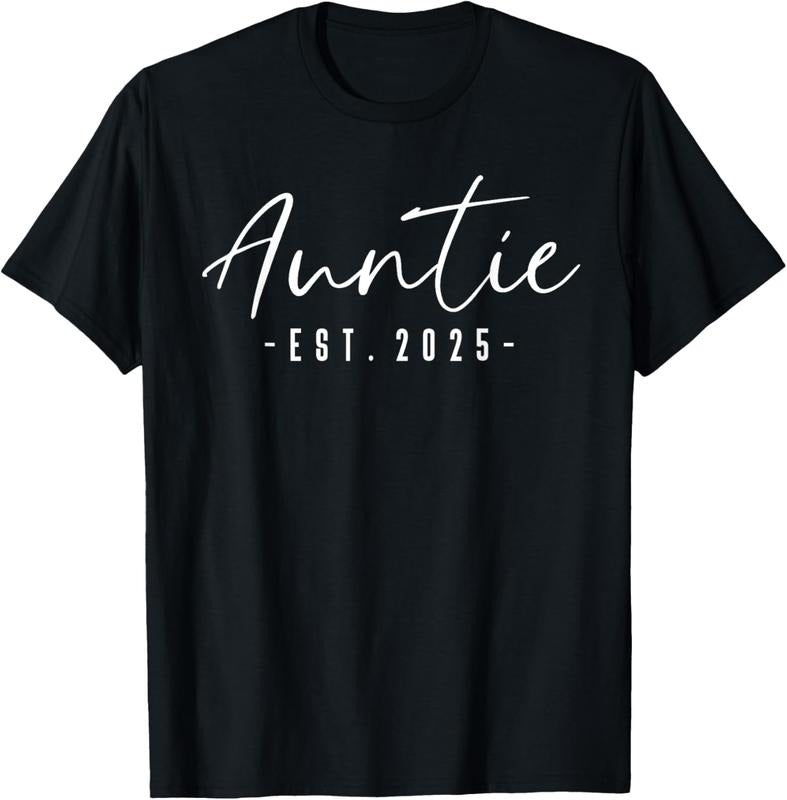 100% Cotton Auntie Est 2025 Auntie To Be Gifts New Aunt Pregnancy T-Shirt Hoodie, Sweatshirt | HypeCrazeTee.com