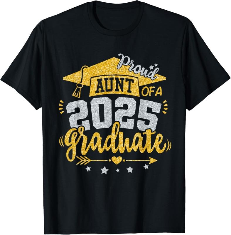 100% Cotton Auntie Senior 2025 Proud Aunt of a Class of 2025 Graduate T-Shirt Hoodie, Sweatshirt | HypeCrazeTee.com