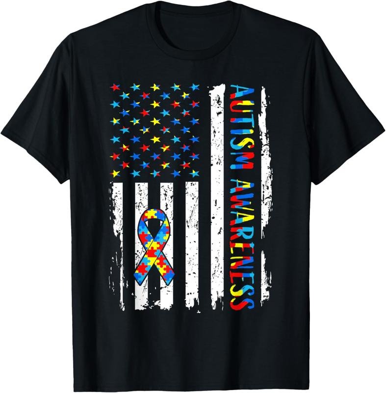 100% Cotton Autism Awareness Mom Dad USA flag Autistic Awareness Autism T-Shirt Hoodie, Sweatshirt | HypeCrazeTee.com