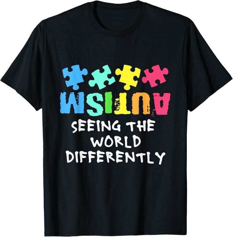 100% Cotton Autism Awareness Month Support Seeing the World Differently T-Shirt Hoodie, Sweatshirt | HypeCrazeTee.com