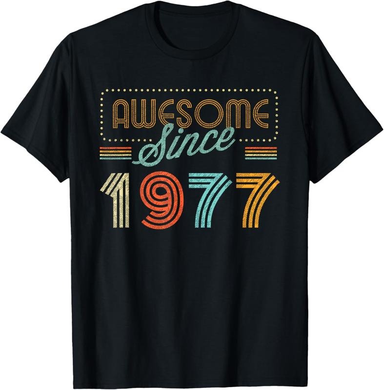 100% Cotton Awesome Since 1977 Year Of Birth Birthday T-Shirt Hoodie, Sweatshirt | HypeCrazeTee.com