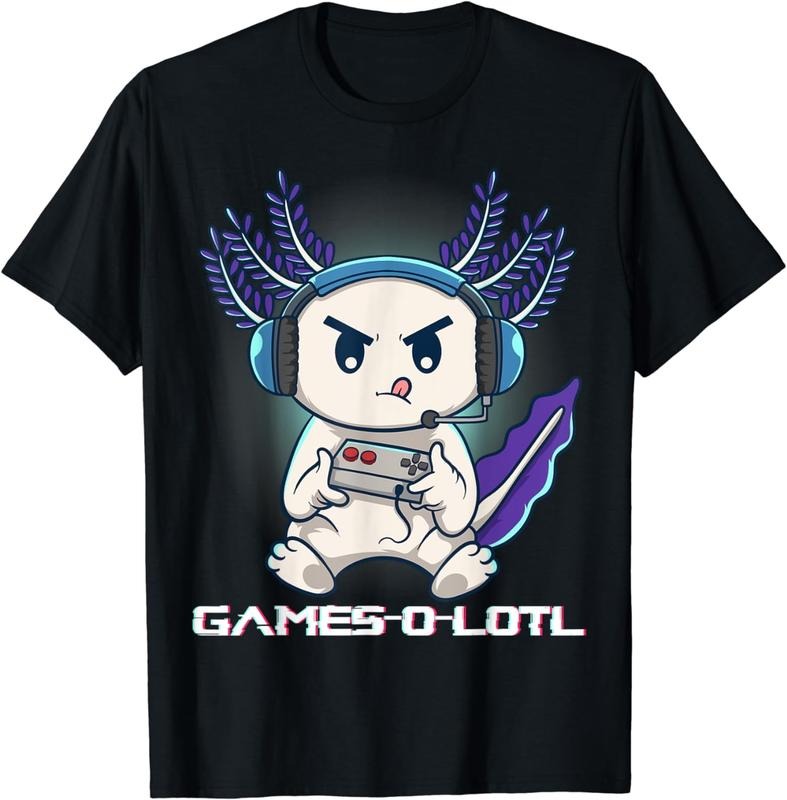 [100% Cotton]Axolotl Playing Console Video Games Gamesolotl Gaming T-Shirt Hoodie, Sweatshirt | HypeCrazeTee.com