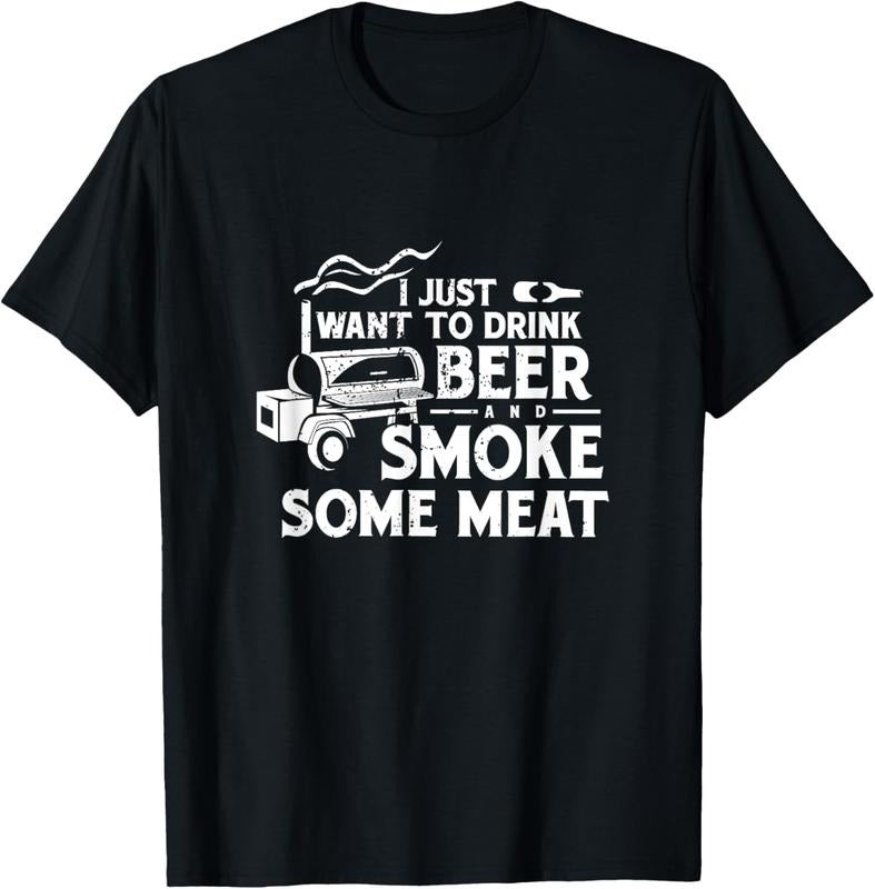 100% Cotton BBQ Smoking Pitmaster Drink Beer Smoke Meat T-Shirt Hoodie, Sweatshirt | HypeCrazeTee.com