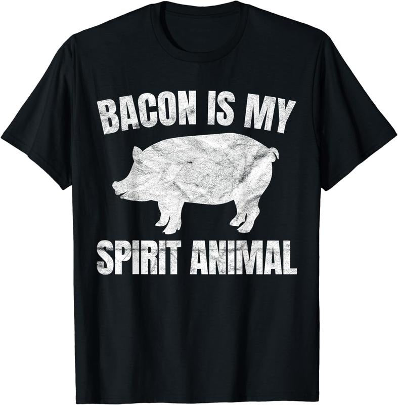 [100% Cotton]Bacon Is My Spirit Animal Gift Retro BBQ Costume Pork Grill T-Shirt Hoodie, Sweatshirt | HypeCrazeTee.com