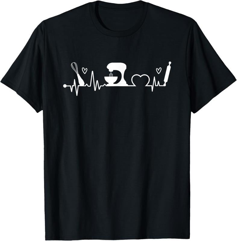 100% Cotton Baking Heartbeat Baker Bakery Owner Pastry Chef T-Shirt Hoodie, Sweatshirt | HypeCrazeTee.com