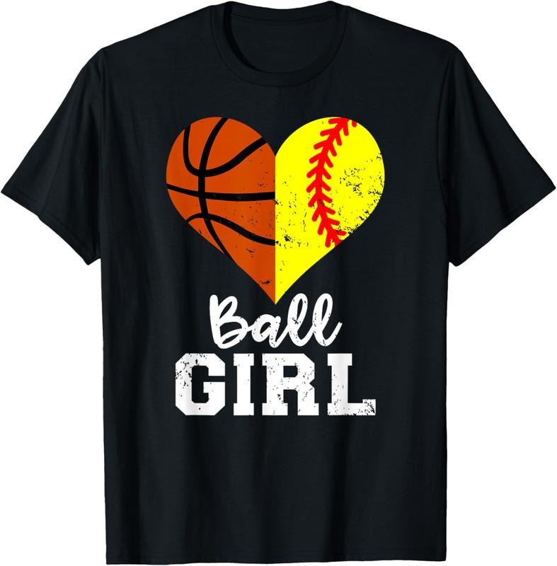 100% Cotton Ball Girl Heart Funny Softball Basketball Girl T-Shirt Hoodie, Sweatshirt | HypeCrazeTee.com