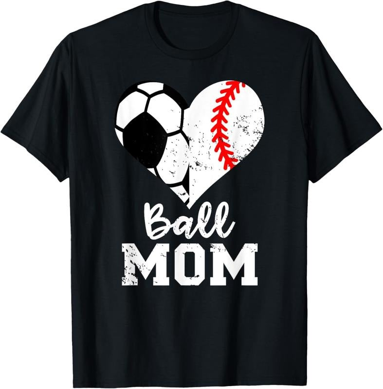 100% Cotton Ball Mom Heart Funny Baseball Soccer Mom T-Shirt Hoodie, Sweatshirt | HypeCrazeTee.com