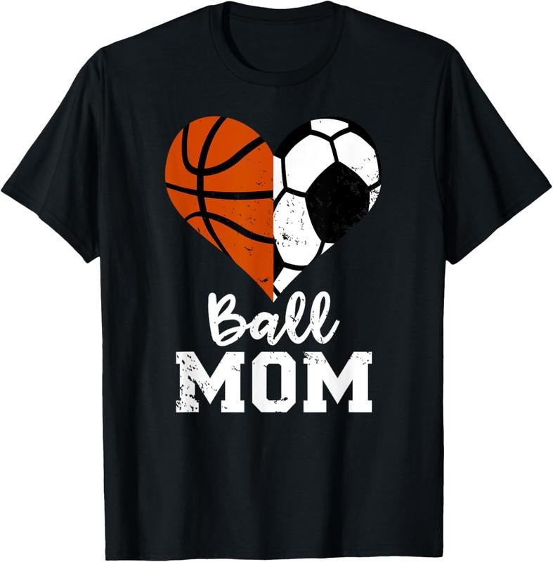 100% Cotton Ball Mom Heart Funny Soccer Basketball Mom T-Shirt Hoodie, Sweatshirt | HypeCrazeTee.com