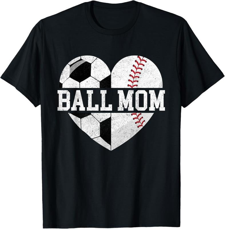 100% Cotton Ball Mom Shirt Heart Funny Baseball Soccer Mom T-Shirt Hoodie, Sweatshirt | HypeCrazeTee.com