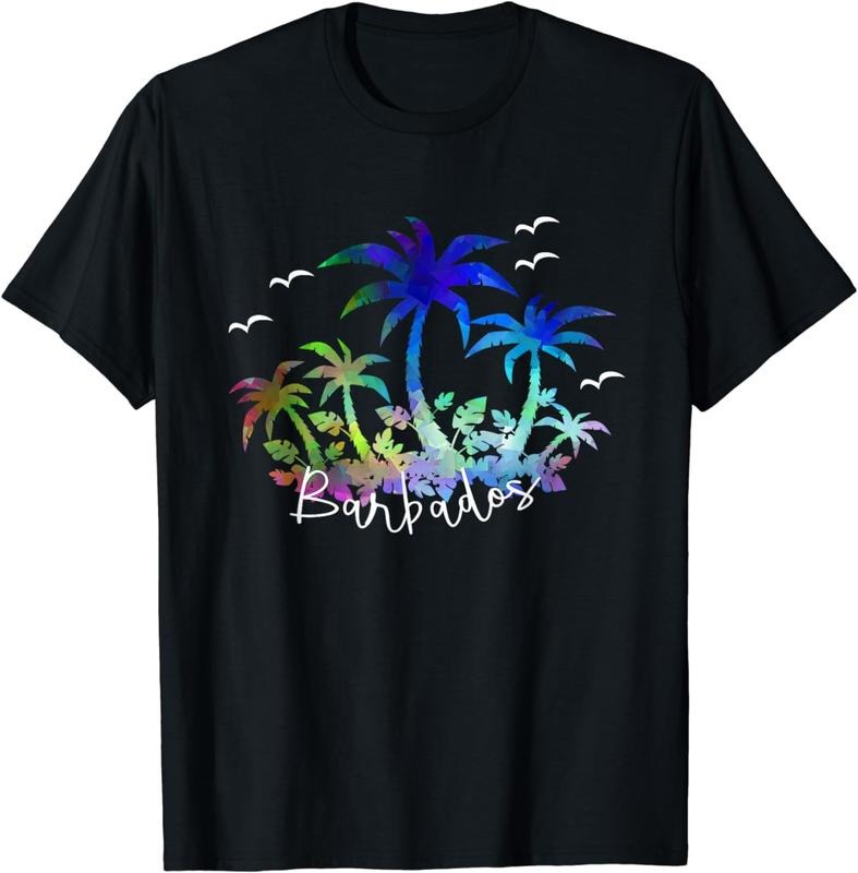 [100% Cotton]Barbados, Caribbean - Souvenir Palms and Seagull T-Shirt Hoodie, Sweatshirt | HypeCrazeTee.com