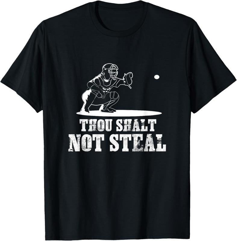 100% Cotton Baseball Catcher Shirt Thou Shalt Not Steal - Religious Gift T-Shirt Hoodie, Sweatshirt | HypeCrazeTee.com