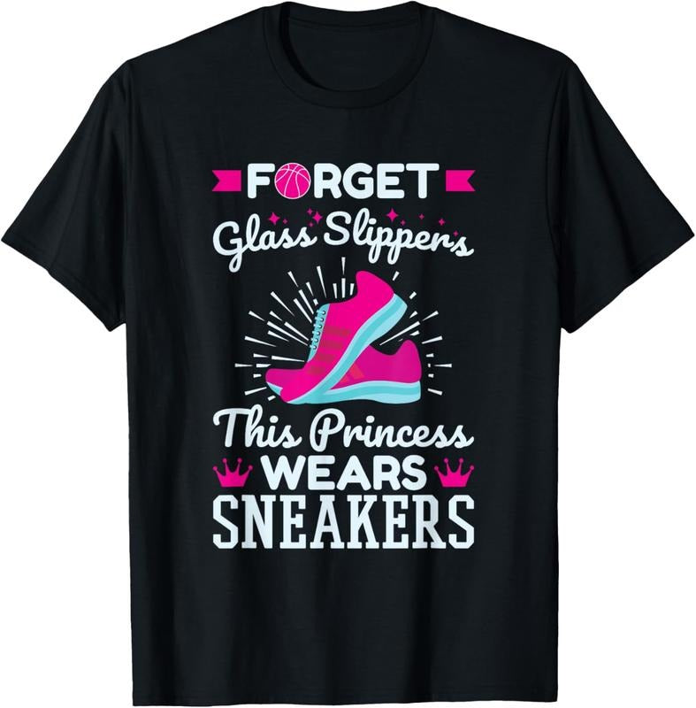 100% Cotton Basketball Player Women Girls Princess Wears Sneakers T-Shirt Hoodie, Sweatshirt | HypeCrazeTee.com